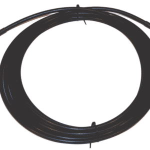 Black coaxial cable with metal connectors for network equipment installation