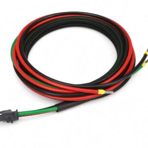 Heavy-duty red and black power cable with terminal connector