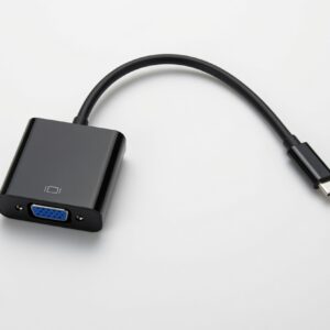 Black DisplayPort to VGA adapter with short integrated cable