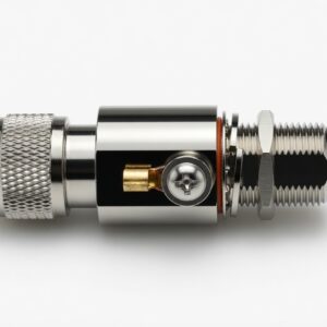 Metal inline coaxial connector adapter with threaded ends and center contact