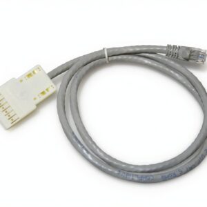 Gray network patch cable with RJ45 and white connector ends