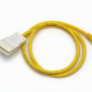 Yellow network patch cable with RJ45 and white connector ends
